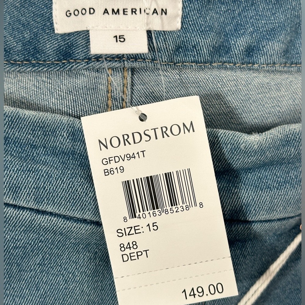 Good American Good Legs Flare Ripped High Waist Deep V Jeans Size: 15 New 33 - Picture 10 of 12